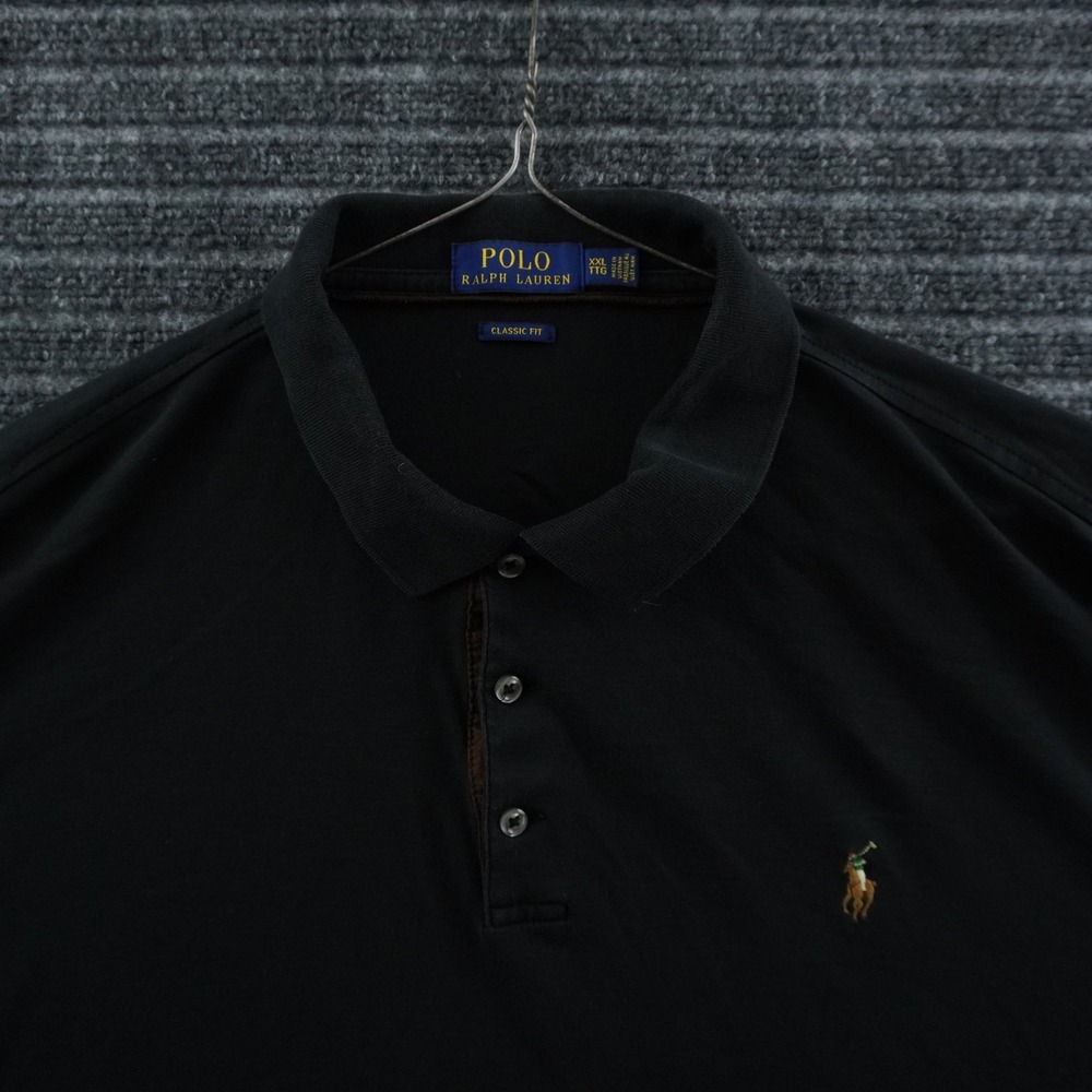 Polo Ralph Lauren Polo Shirt Mens‎ XXL Black Long Sleeve Classic Fit Pony Logo
